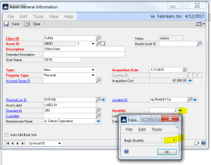 GP Fixed Assets Quantity